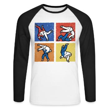 Jiu-Jitsu Brésilien - T-shirt baseball manches longues Homme - blanc/noir - Devant - Nik (191cm)