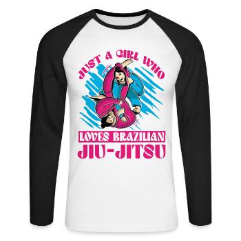 Juste une fille qui aimeJiu-jitsu brésilien - T-shirt baseball manches longues Homme - blanc/noir - Devant - Nik (191cm)
