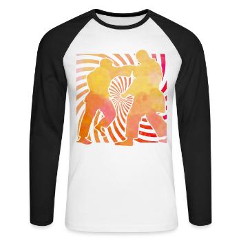 Jiu-Jitsu Brésilien - T-shirt baseball manches longues Homme - blanc/noir - Devant - Nik (191cm)