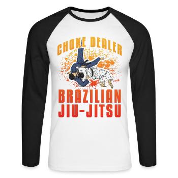 Choke Dealer Jiu-Jitsu Brésilien - T-shirt baseball manches longues Homme - blanc/noir - Devant - Nik (191cm)