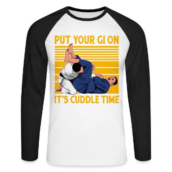 Le Jiu-Jitsu Brésilien met votre Gi en temps de câlins - T-shirt baseball manches longues Homme - blanc/noir - Devant - Nik (191cm)