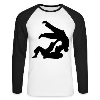 Brazilian Jiu-Jitsu BJJ - Unisex Long Sleeve Baseball T-Shirt - white/black - Front - Nik (191cm)