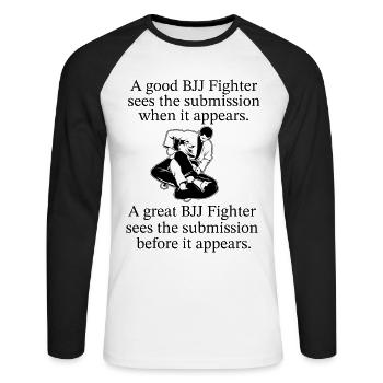 Citation de BJJ - T-shirt baseball manches longues Homme - blanc/noir - Devant - Nik (191cm)