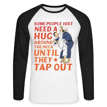 Brazilian Jiu-Jitsu BJJ - Unisex Long Sleeve Baseball T-Shirt - white/black - Front - Nik (191cm)