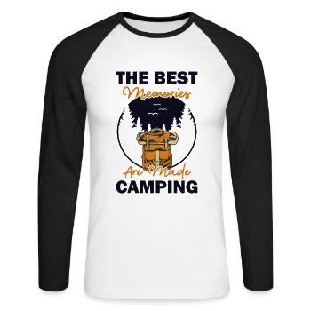 Les meilleurs souvenirs sont faits Camping Camping - T-shirt baseball manches longues Homme - blanc/noir - Devant - Nik (191cm)