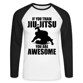 Si vous vous entraînez au Jiu-Jitsu, vous êtes génial - T-shirt baseball manches longues Homme - blanc/noir - Devant - Nik (191cm)