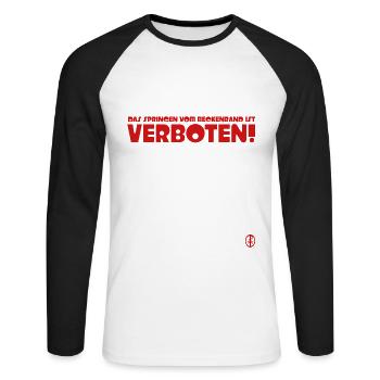 das Springen vom Beckenrand ist verboten - Unisex Baseballshirt langarm - Weiß/Schwarz - Vorne - Nik (191cm)