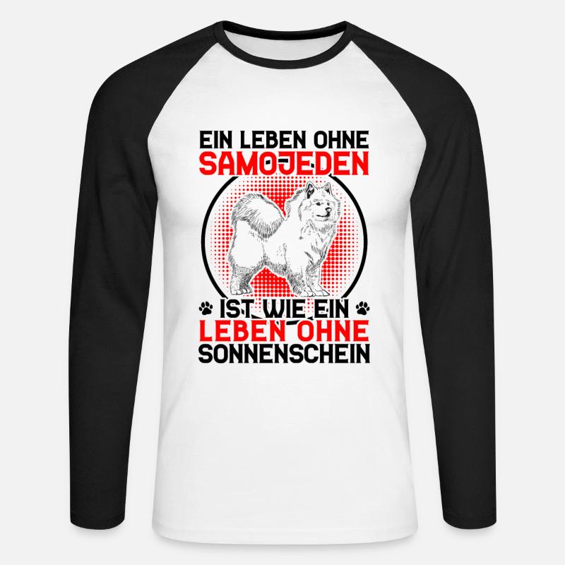 Leben ohne Samojede Samojedenspitz - Unisex Baseballshirt langarm - Weiß/Schwarz