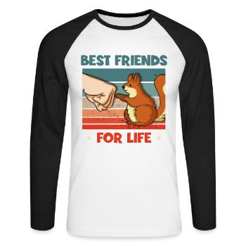 Meilleurs amis pour la vie Écureuil gris - T-shirt baseball manches longues Homme - blanc/noir - Devant - Nik (191cm)