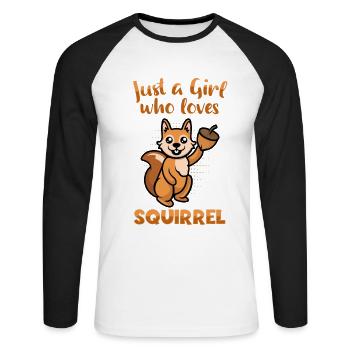 Just A Girl Who Loves Squirrel Fuchshörnchen - Unisex Baseballshirt langarm - Weiß/Schwarz - Vorne - Nik (191cm)