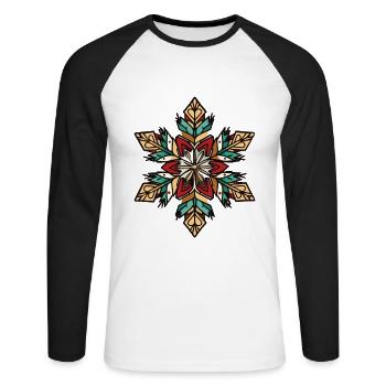 Frost Symbol Winter Schnee Stern - Unisex Baseballshirt langarm - Weiß/Schwarz - Vorne - Nik (191cm)