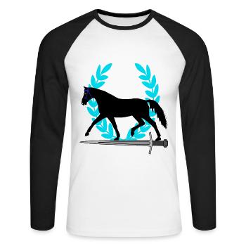 Cheval épée Couronne de laurier idée cadeau héros - T-shirt baseball manches longues Homme - blanc/noir - Devant - Nik (191cm)
