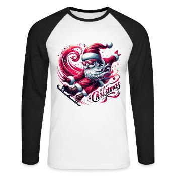 Joyeux Noël Père Noël - T-shirt baseball manches longues Homme - blanc/noir - Devant - Nik (191cm)