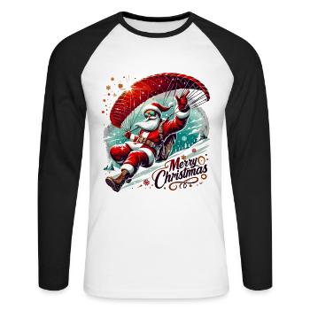 Joyeux Noël Père Noël - T-shirt baseball manches longues Homme - blanc/noir - Devant - Nik (191cm)