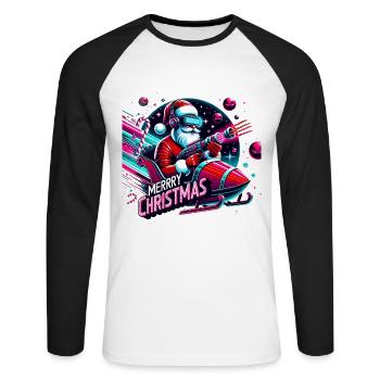 Joyeux Noël Père Noël - T-shirt baseball manches longues Homme - blanc/noir - Devant - Nik (191cm)