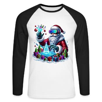 Joyeux Noël Père Noël - T-shirt baseball manches longues Homme - blanc/noir - Devant - Nik (191cm)