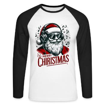 Joyeux Noël Père Noël - T-shirt baseball manches longues Homme - blanc/noir - Devant - Nik (191cm)