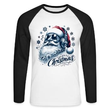 Joyeux Noël Père Noël - T-shirt baseball manches longues Homme - blanc/noir - Devant - Nik (191cm)