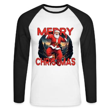Joyeux Noël Père Noël - T-shirt baseball manches longues Homme - blanc/noir - Devant - Nik (191cm)