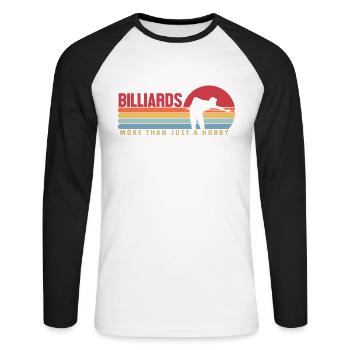 Billard more than a Hobby Billiards Snooker - Unisex Long Sleeve Baseball T-Shirt - white/black - Front - Nik (191cm)