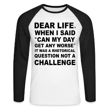 Lustiger Vater Spruch - Unisex Baseballshirt langarm - Weiß/Schwarz - Vorne - Nik (191cm)