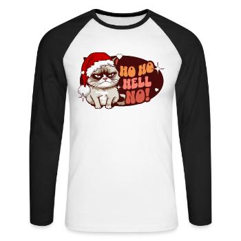Ho Ho Hell No: Angry Cat For Women Funny Christmas - Unisex Long Sleeve Baseball T-Shirt - white/black - Front - Nik (191cm)