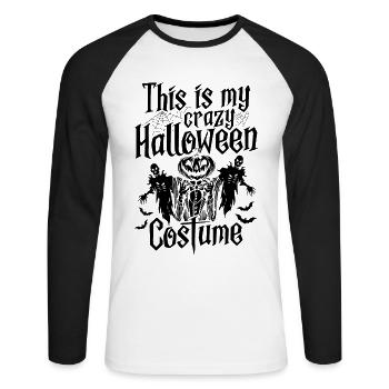 C’est mon costume d’Halloween fou - Halloween - T-shirt baseball manches longues Homme - blanc/noir - Devant - Nik (191cm)