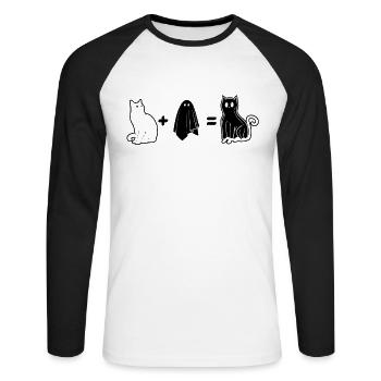 Funny Halloween Ghost Cat Halloween Funny Ghost Ca - Unisex Long Sleeve Baseball T-Shirt - white/black - Front - Nik (191cm)