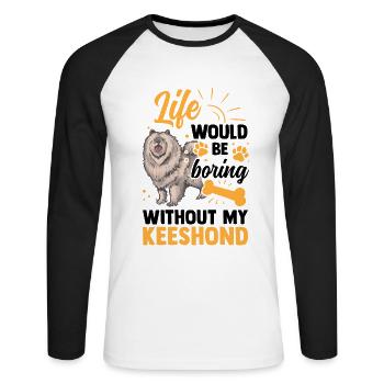 Ce serait ennuyeux sans Wolfsspitz Deutscher Spitz - T-shirt baseball manches longues Homme - blanc/noir - Devant - Nik (191cm)