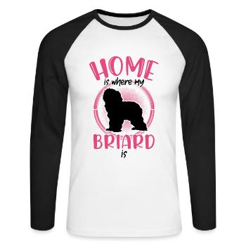 Zuhause ist wo mein Briard ist Berger de Brie - Unisex Baseballshirt langarm - Weiß/Schwarz - Vorne - Nik (191cm)