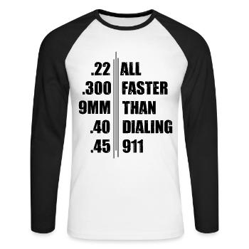 Club de tir au pistolet d’arme - T-shirt baseball manches longues Homme - blanc/noir - Devant - Nik (191cm)