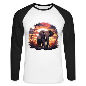 Éléphant, Éléphant, Pachyderme, Animal, Afrique, Safari - T-shirt baseball manches longues Homme - blanc/noir - Devant - Nik (191cm)
