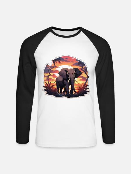 Elephant, Elephant, Pachyderm, Animal, Africa, Safari - Unisex Long Sleeve Baseball T-Shirt - white/black