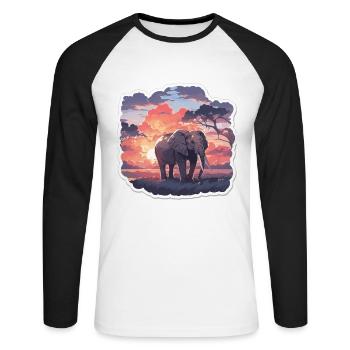 Éléphant Éléphant Pachyderme Animal Afrique Safari - T-shirt baseball manches longues Homme - blanc/noir - Devant - Nik (191cm)