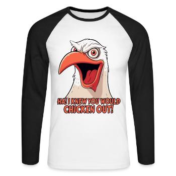 HA! JE SAVAIS QUE TU TE DÉROBERAIS, ESPÈCE D’OISEAU - T-shirt baseball manches longues Homme - blanc/noir - Devant - Nik (191cm)