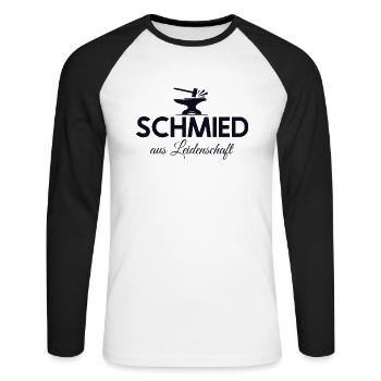 Schmied Aus Leidenschaft Kunstschmied Blacksmith - Unisex Baseballshirt langarm - Weiß/Schwarz - Vorne - Nik (191cm)