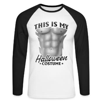 Funny Halloween - Crazy Halloween - Unisex Long Sleeve Baseball T-Shirt - white/black - Front - Nik (191cm)