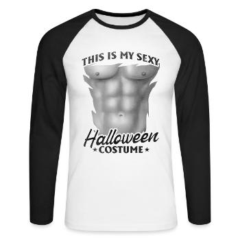 Funny Halloween Party - Sexy Halloween - Unisex Long Sleeve Baseball T-Shirt - white/black - Front - Nik (191cm)