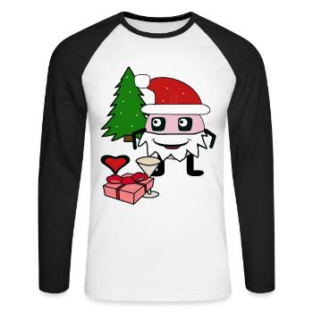Noël Avent Saint-Nicolas Père Noël enfants - T-shirt baseball manches longues Homme - blanc/noir - Devant - Nik (191cm)