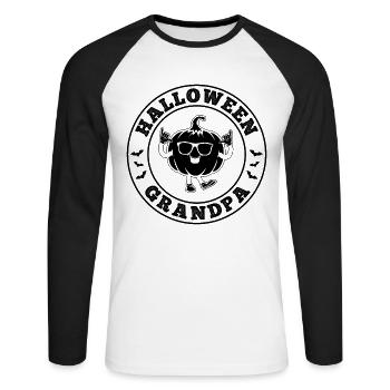 Halloween Grandpa Halloween Pumpkin Grandpa - Unisex Baseballshirt langarm - Weiß/Schwarz - Vorne - Nik (191cm)
