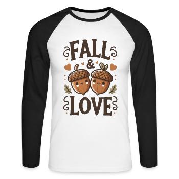 Cute Fall & Love - Thanksgiving Turkey Time Kids - Unisex Long Sleeve Baseball T-Shirt - white/black - Front - Nik (191cm)