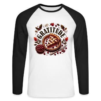 Pie Graditude - Thanksgiving Turkey Time Kids - Unisex Long Sleeve Baseball T-Shirt - white/black - Front - Nik (191cm)