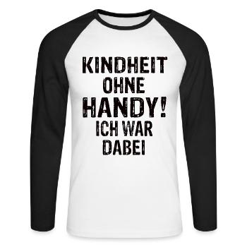 Kindheit Ohne Handy Ich War Dabei 90er Jahre - Unisex Baseballshirt langarm - Weiß/Schwarz - Vorne - Nik (191cm)
