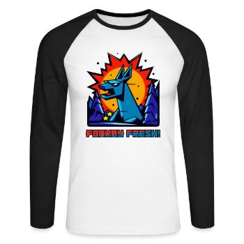 Une créature des bois fraîche et funky de style dessin animé - T-shirt baseball manches longues Homme - blanc/noir - Devant - Nik (191cm)