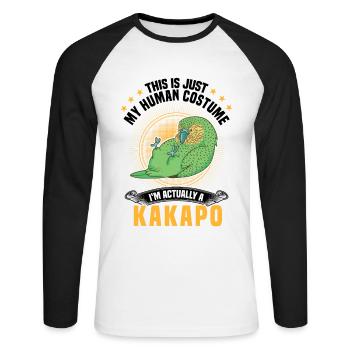 Costume de Kakapo Perroquet incapable de voler - T-shirt baseball manches longues Homme - blanc/noir - Devant - Nik (191cm)