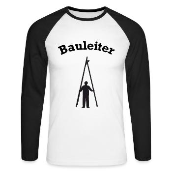 Bauleiter Leiter Wortspiel Bauen Hausbau Baustelle - Unisex Baseballshirt langarm - Weiß/Schwarz - Vorne - Nik (191cm)