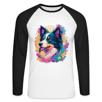 Border Collie Dog Elegance for Dog Fans - Unisex Long Sleeve Baseball T-Shirt - white/black - Front - Nik (191cm)