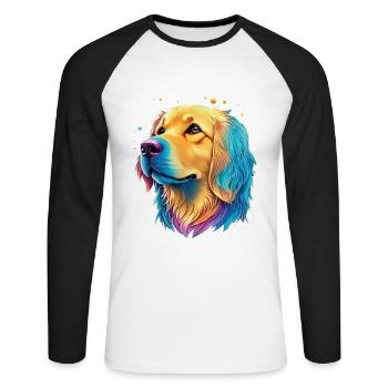 Golden Retriever Hunde Liebhaber Kunst Design - Unisex Baseballshirt langarm - Weiß/Schwarz - Vorne - Nik (191cm)
