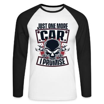 Juste une voiture de plus, je le promets Mécanicien automobile - T-shirt baseball manches longues Homme - blanc/noir - Devant - Nik (191cm)