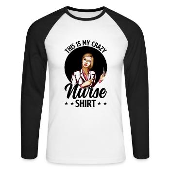 C’est ma chemise d’infirmière folle - infirmière infirmière - T-shirt baseball manches longues Homme - blanc/noir - Devant - Nik (191cm)